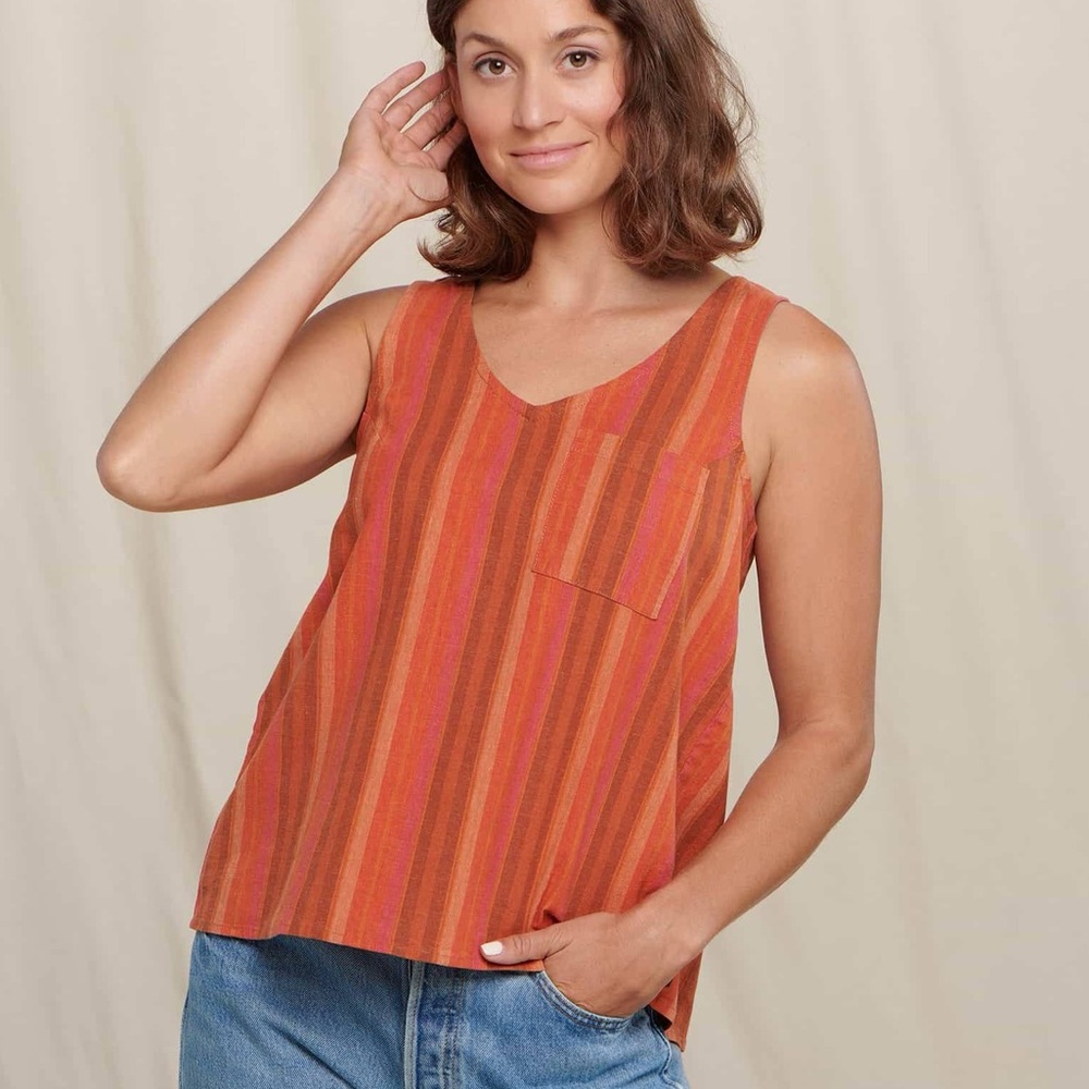 Toad&Co Orange Pink Stripe Tank Top